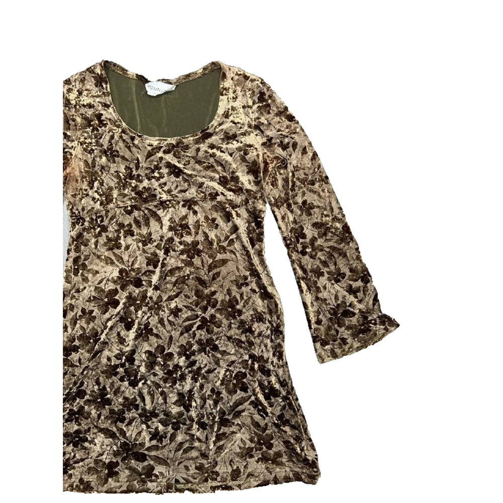 YouniQue womens Faux Velvet Dress Brown Small A005862 - Picture 3 of 7